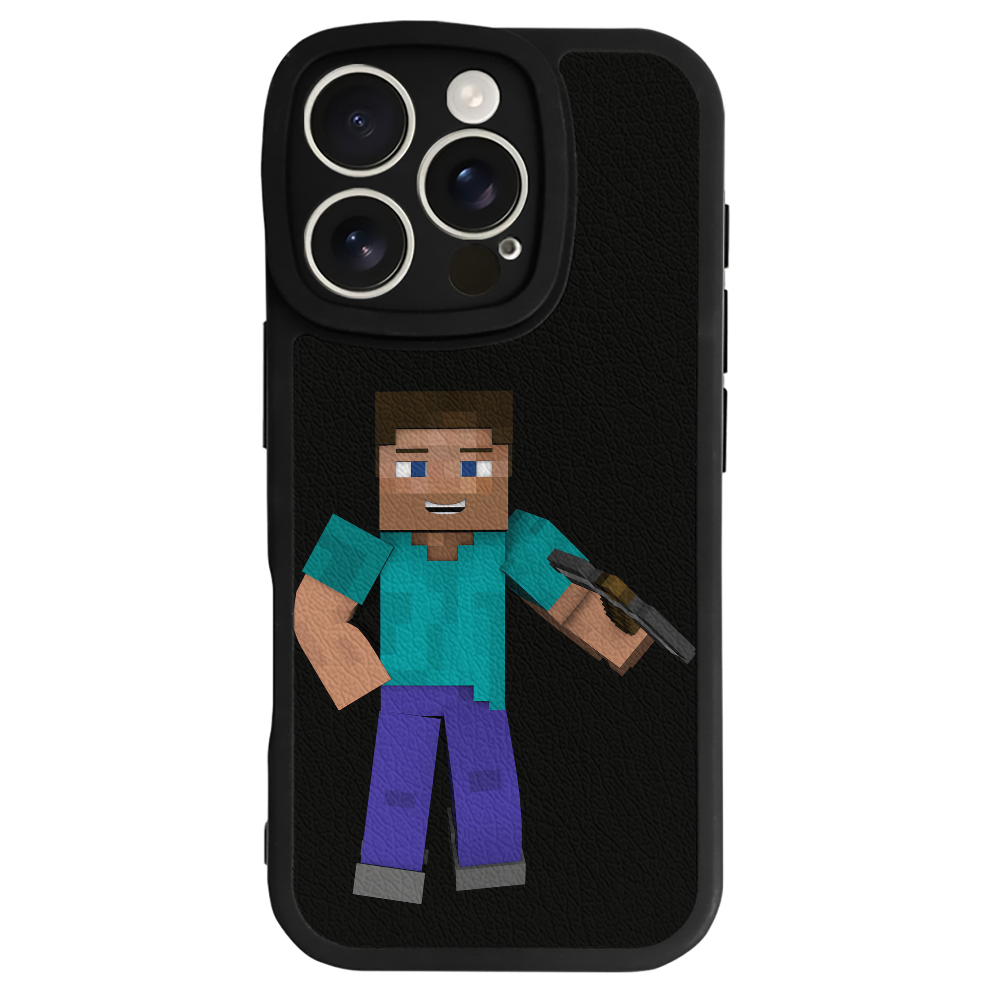 （画像用） マインクラフト ブロックの世界 Minecraft MC Block world 【iPhone 16シリーズ対応】シリコンスマホケース（レザー調） 材質：シリコン